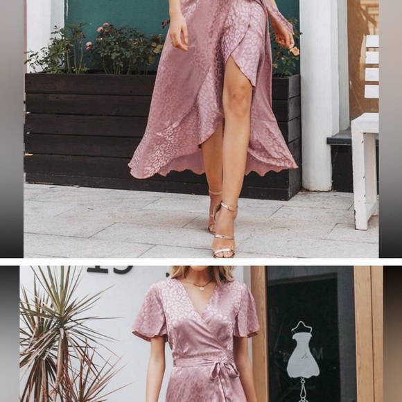 Luxe plus size leopard print jacquard satin wrap maxi dress. Gently worn once. - Picture 4 of 4